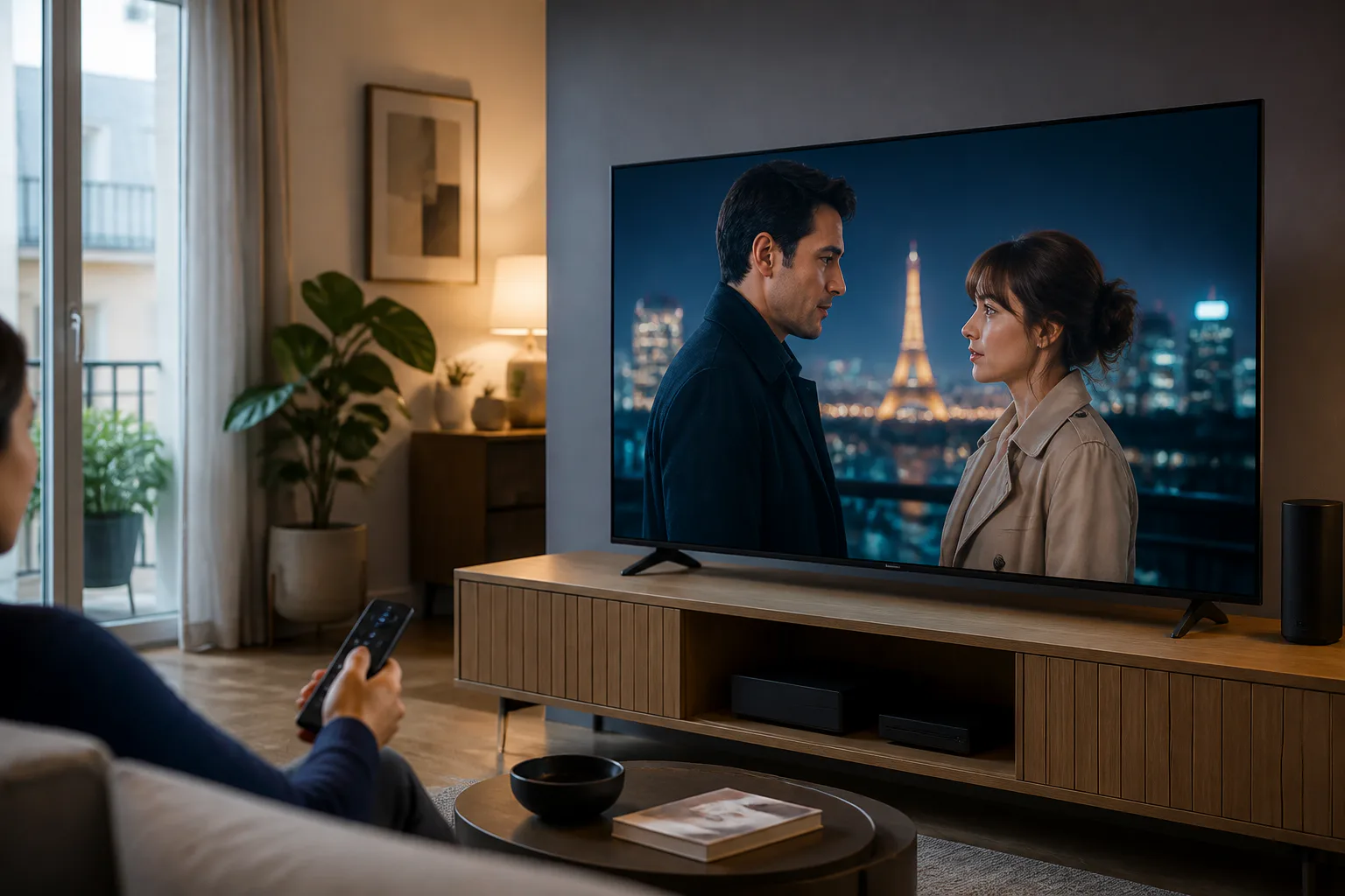 Person watching TV in a living room