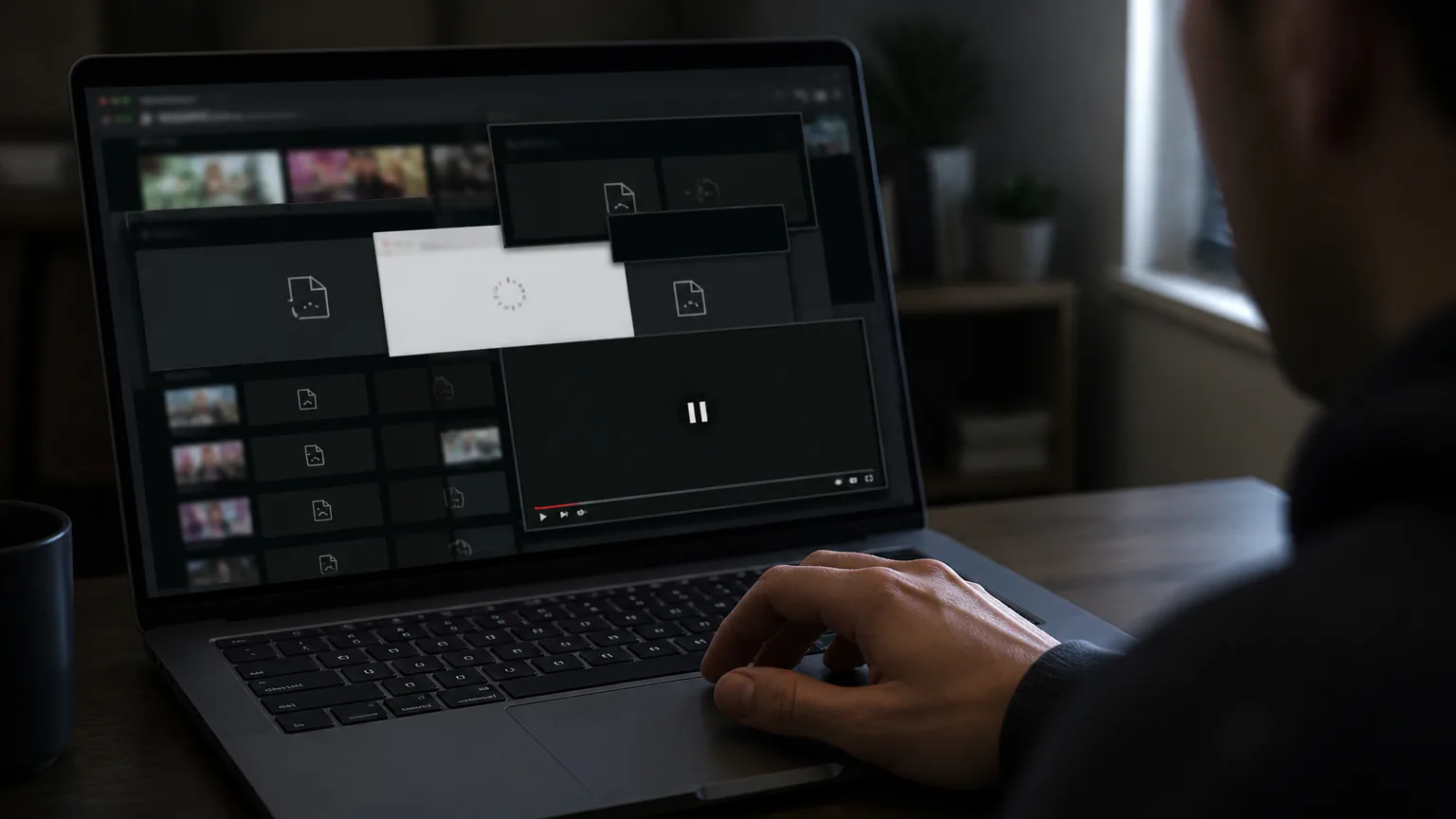 Person watching video on a laptop
